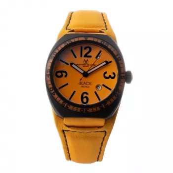 MONTRES DE LUXE Zegarek Unisex 09BK-2502 40mm Stal nierdzewna Czarna skóra