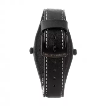 MONTRES DE LUXE Zegarek Unisex 09BK-3003 40mm Kwarcowy Analogowy Stal Nierdzewna Skóra Czarny