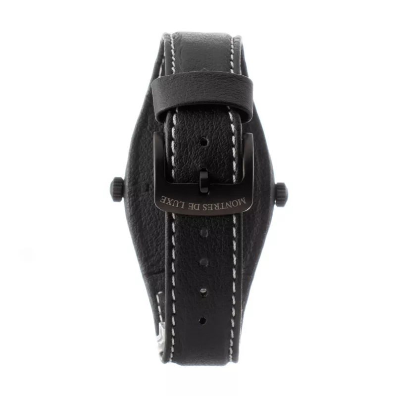 MONTRES DE LUXE Zegarek Unisex 09BK-3003 40mm Kwarcowy Analogowy Stal Nierdzewna Skóra Czarny