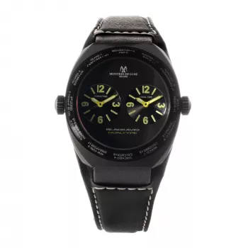 MONTRES DE LUXE Zegarek Unisex 09BK-3003 40mm Kwarcowy Analogowy Stal Nierdzewna Skóra Czarny