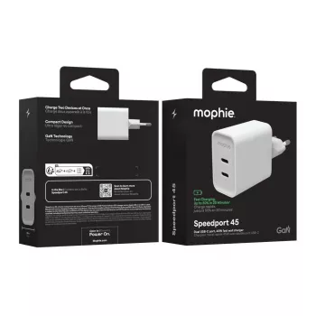 Mophie ROC GaN 45W Dual USB-C Wall Charger - Biały