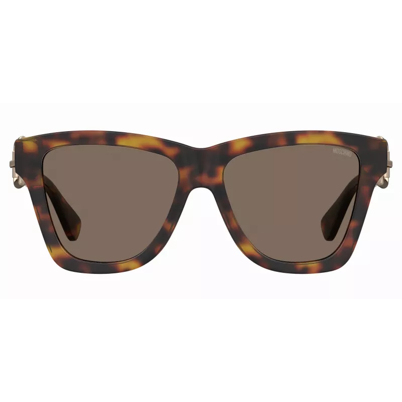 MOSCHINO Damskie okulary przeciwsłoneczne kocie oko MOS131S086F47 Havana Brown 54mm