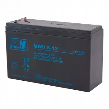 MPL Power Elektro MWH 5-12L Akumulator do UPS Kwasowo-Ołowiowy VRLA AGM Bezobsługowy 12V 6Ah Czarny