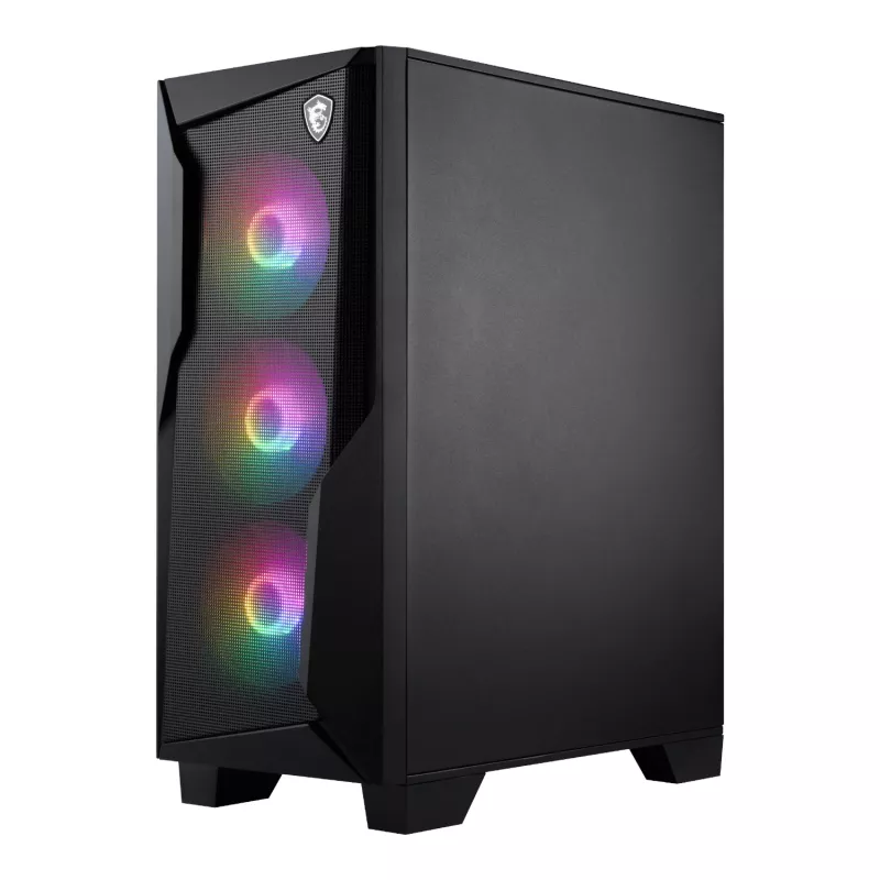MSI MAG FORGE 130A Airflow ATX Mid-Tower Obudowa Gamingowa - Czarna, Szkło hartowane, 4x wentylatory ARGB
