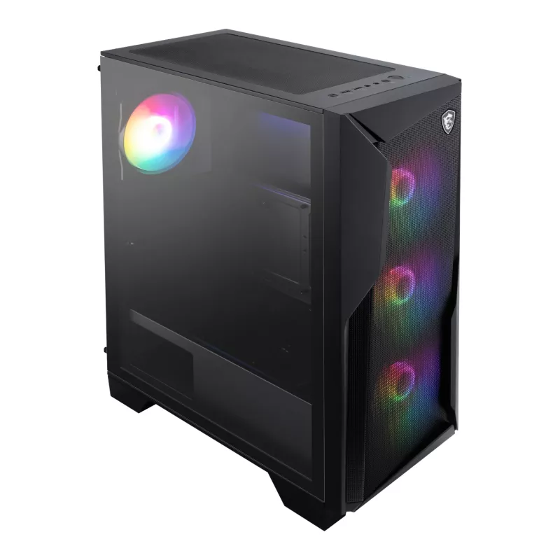 MSI MAG FORGE 130A Airflow ATX Mid-Tower Obudowa Gamingowa - Czarna, Szkło hartowane, 4x wentylatory ARGB