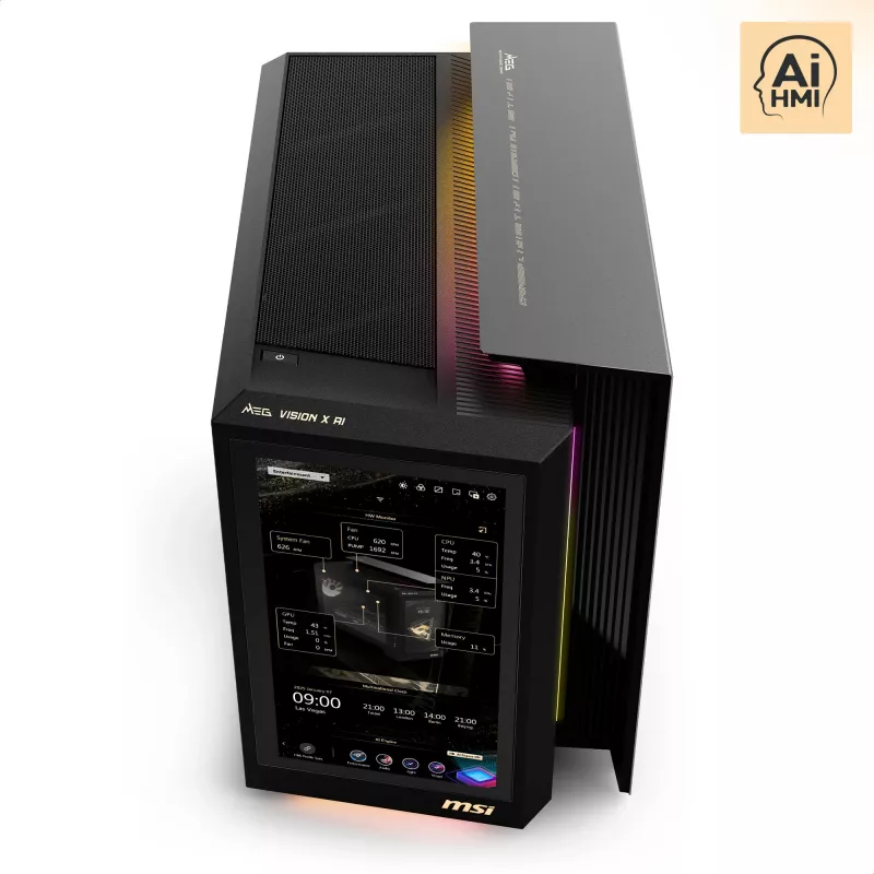 MSI MEG Vision X AI 2NVV9-285AT Desktop PC (Black/Transparent, Windows 11 Home)