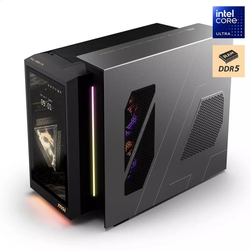 MSI MEG Vision X AI 2NVV9-285AT Desktop PC (Black/Transparent, Windows 11 Home)