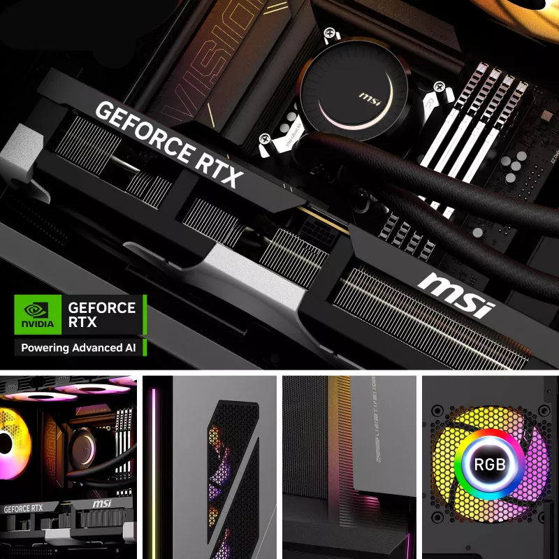 MSI MEG Vision X AI 2NVV9-285AT Desktop PC (Black/Transparent, Windows 11 Home)