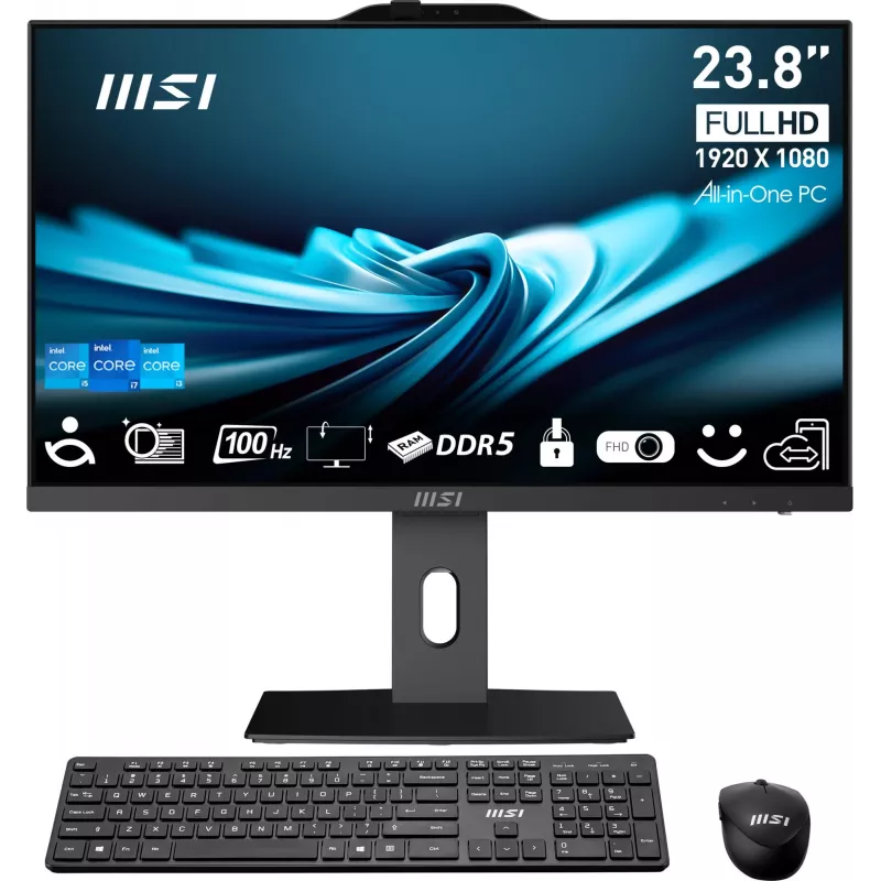 MSI PRO AP242P 14M-1096XEU All-in-One PC, 23,8 cala FHD IPS, Intel Core i7-14700, 16GB RAM, 1TB SSD, Wi-Fi 6E, bez systemu operacyjnego, czarny