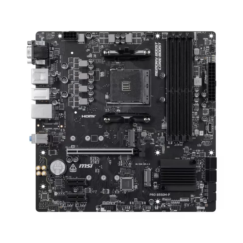MSI PRO B550M-P Płyta główna, AMD AM4, B550, Micro-ATX, 4x DDR4, 128GB Max, Dual M.2, Gigabit LAN