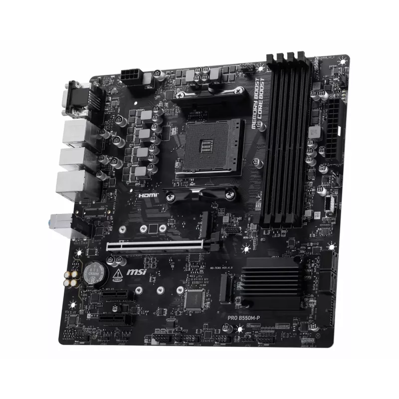 MSI PRO B550M-P Płyta główna, AMD AM4, B550, Micro-ATX, 4x DDR4, 128GB Max, Dual M.2, Gigabit LAN