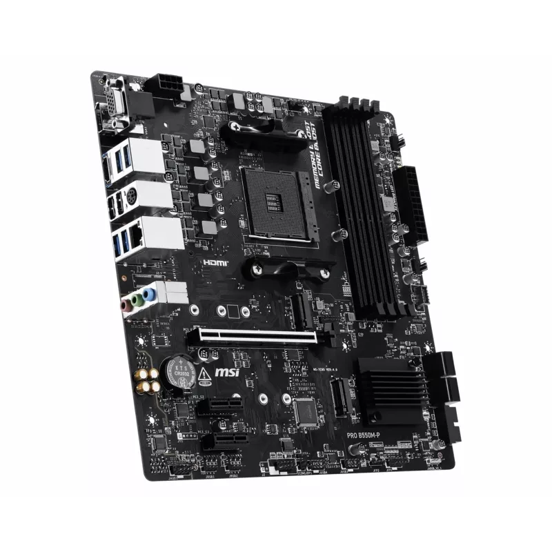 MSI PRO B550M-P Płyta główna, AMD AM4, B550, Micro-ATX, 4x DDR4, 128GB Max, Dual M.2, Gigabit LAN