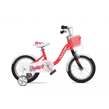 Rower górski MTB dla dziewczynek 14 cali – Lekki aluminiowy rower dziecięcy z hamulcem nożnym, hamulcem V-brake, bocznymi kółkami, błotnikami, dzwonkiem i nóżką – Różowy