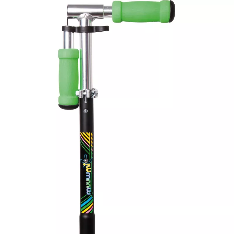 Hulajnoga MUUWMI AU 102 Aluminiowa Neon 125 mm z podświetlanymi kołami LED, składana, łożyska ABEC 5, maks. 50 kg, neonowa zieleń/czerń