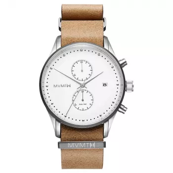 Zegarek damski MVMT D-MV01-WT (42mm) - Biała tarcza, biały pasek skórzany
