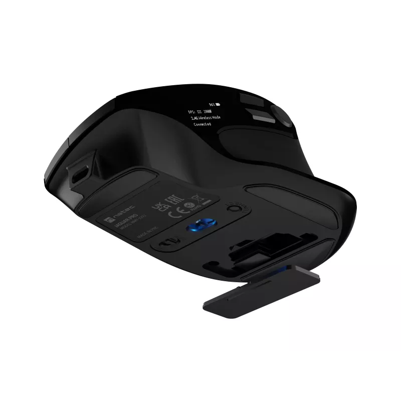 Natec Jaguar Pro Bezprzewodowa mysz gamingowa, 2.4 GHz + Bluetooth, 4000 DPI, czarna