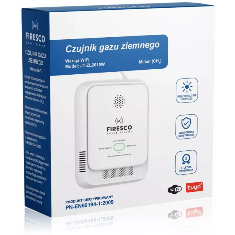 Czujnik gazu ziemnego Firesco JT-ZL2010W WiFi Tuya Smart Life