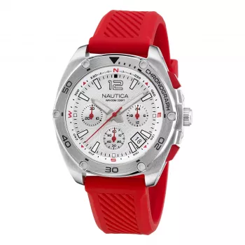 Zegarek męski Nautica Pacific Beach Chronograph z niebieską tarczą i silikonowym paskiem NAPTCF205