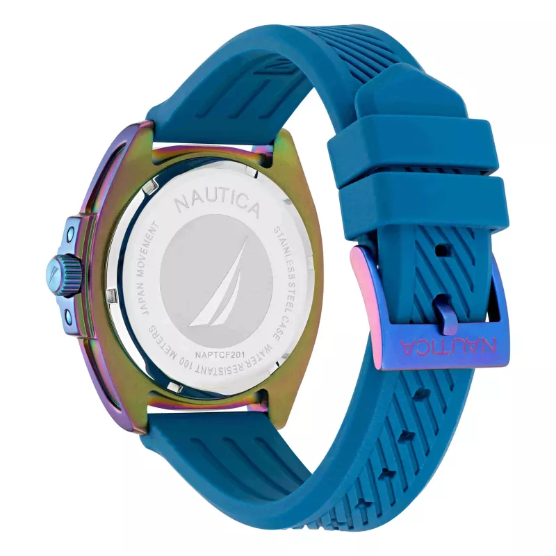 Zegarek męski Nautica Porthole Chronograf Kwarcowy NAPTCF201 44mm Niebieska Tarcza Silikonowy Pasek