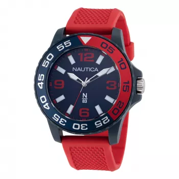 Zegarek męski Nautica Quartz NAPFWS303 45mm Stal nierdzewna Czarna tarcza Pasek silikonowy