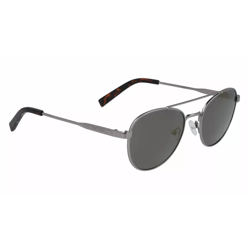 Okulary przeciwsłoneczne męskie Nautica N4641SP-030, prostokątne, oprawka matowa czarna, soczewki szare, 53mm