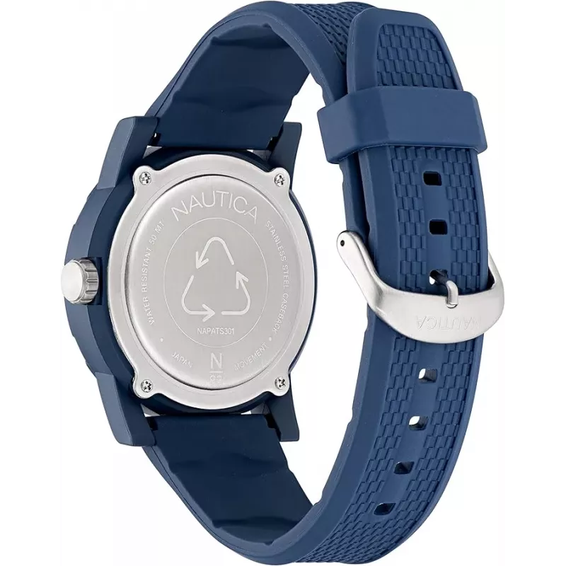 Zegarek męski Nautica NAPATS301 Kwarcowy Analogowy 42,5mm Niebieska Tarcza Pasek Silikonowy