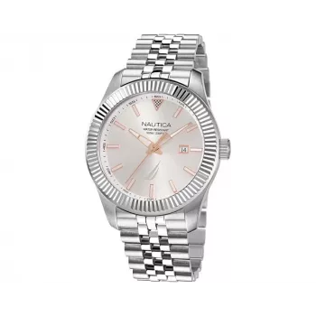 Zegarek męski Nautica Pacific Beach NAPPBS250 z kwarcowym mechanizmem, niebieską tarczą i niebieskim paskiem silikonowym 43mm