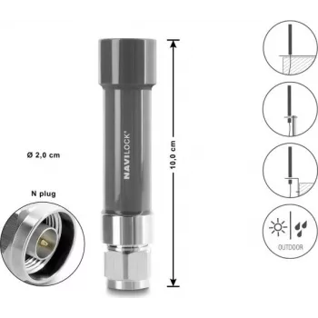 Antena GNSS Navilock złącz N 18 dB aktywna zewnętrzna szara 10 cm (60738)