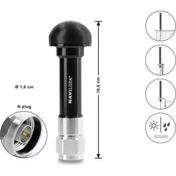 Antena GNSS Navilock złącze N 28 dB aktywna zewnętrzna czarna 10 cm (60763)