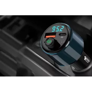 NAVITEL BHF05 MAX Wielofunkcyjny Nadajnik FM z Bluetooth 5.0, USB, Zestaw Głośnomówiący, Wyświetlacz LED, Szybkie Ładowanie QC3.0
