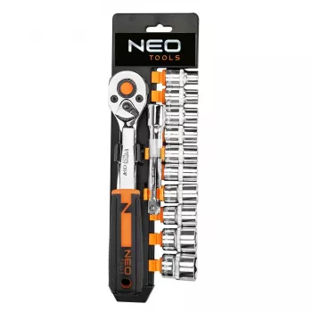 NEO Tools 10-020 219-Częściowy Zestaw Nasadek z Chromowo-Wanadowej Stali z Grzechotkami, Bitami, Kluczami i Kluczami imbusowymi, 1/4 inch, 3/8 inch, 1/2 inch
