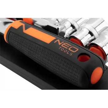 NEO Tools 10-030 219-częściowy zestaw nasadek i kluczy 1/4 cala, 3/8 cala, 1/2 cala z grzechotkami, bitami i akcesoriami w plastikowej walizce