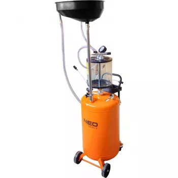 NEO TOOLS 10-811 Mobilna pneumatyczna maszyna do odsysania oleju z zbiornikiem kontrolnym, zbiornik główny 80L, zbiornik kontrolny 10L, ciśnienie powietrza 6-8 bar, 4 kółka obrotowe