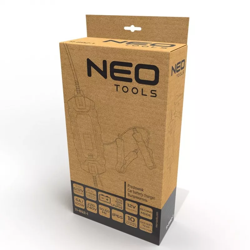 NEO Tools 11-892-1 Krokodylki do prostownika akumulatora, 15A, 12V/24V, para