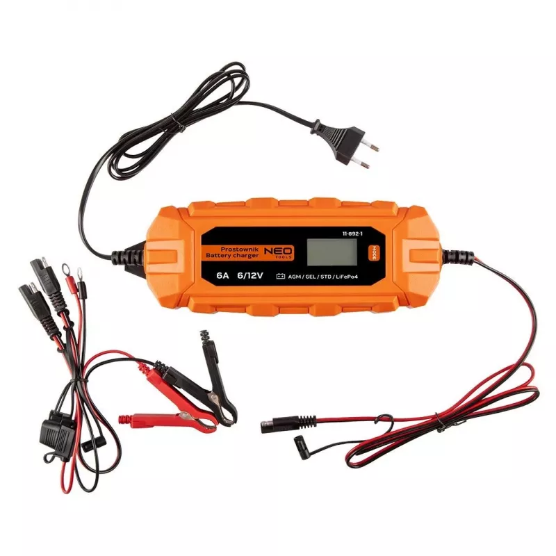 NEO Tools 11-892-1 Krokodylki do prostownika akumulatora, 15A, 12V/24V, para