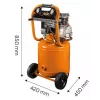 NEO TOOLS 12K010 Pionowy, olejowy sprężarka powietrza, zbiornik 40 L, 230 V, 1.5 kW, 8 bar, wydajność ssania 206 L/min, koła i uchwyt