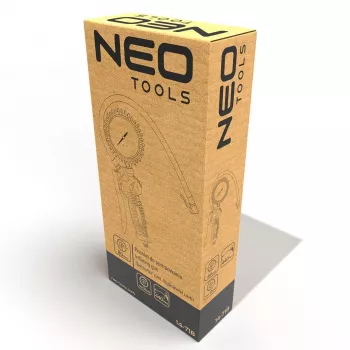 NEO Tools 14-718 5-Częściowy Zestaw Akcesoriów do Sprężarki Powietrza z Wężem Spiralnym, Pistoletem Przedmuchowym i Pistoletem do Pompowania Opon