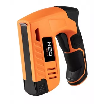 NEO Tools 16-050 Ręczny zszywacz do tapicerki, izolacji i prac dekoracyjnych, z regulacją siły, zszywki typu J 6-14 mm, czarno-pomarańczowy