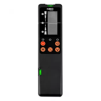 NEO TOOLS 75-151 Detektor wiązki laserowej do czerwonych laserów rotacyjnych z podwójnym wyświetlaczem LCD i uchwytem na tyczkę