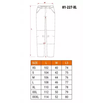 NEO Tools 81-227-XL Spodnie ochronne robocze, szary/czarny, rozmiar XL, 267 g/m² polibawelna, wzmocnione kolana, EN ISO 13688