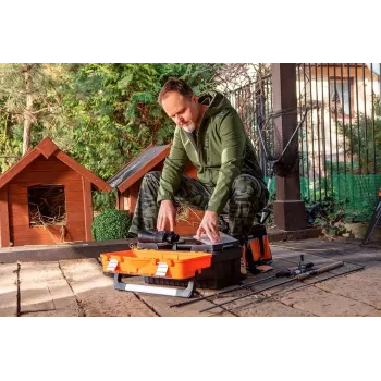 NEO TOOLS 81-241-M Spodnie robocze z kieszeniami na nakolanniki, szary/czarny, rozmiar M