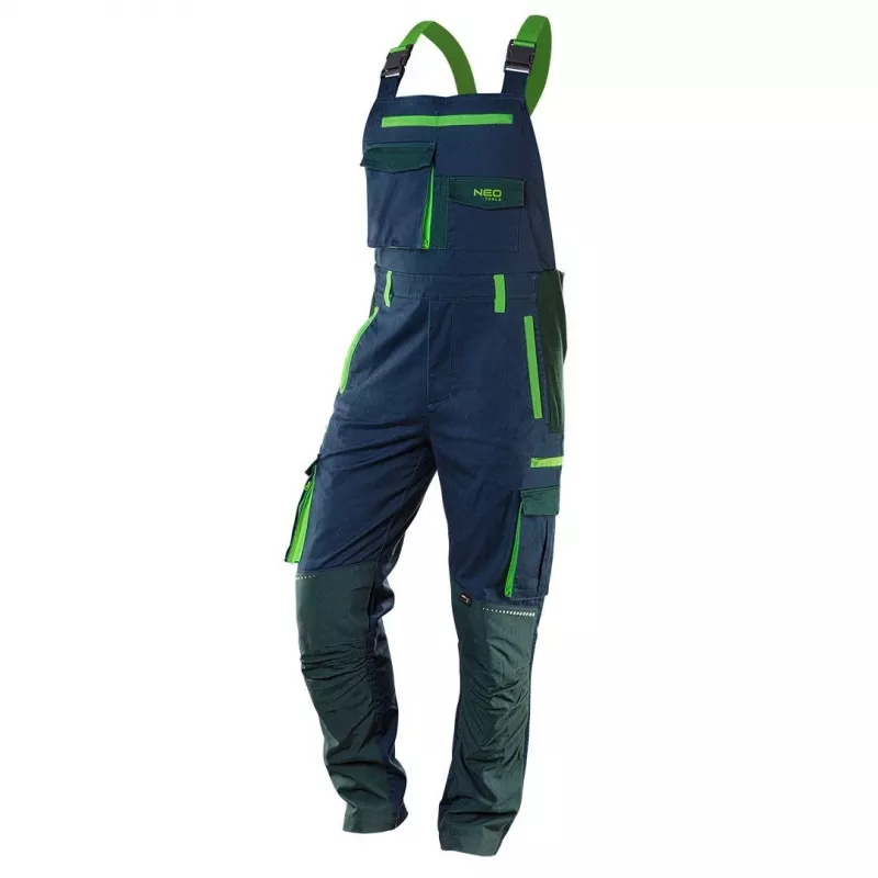 NEO Tools 81-246-M Spodnie robocze z kieszeniami na nakolanniki, rozmiar M, szary/pomarańczowy, 65% poliester 35% bawełna, 245 g/m²