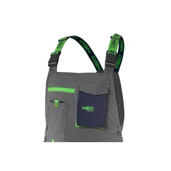NEO Tools 81-247-L Spodnie robocze męskie z nakolannikami, szaro-zielone, rozmiar L