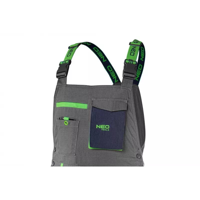 NEO TOOLS 81-247-S Szorty robocze, rozmiar S, szary/czarny, 65% poliester 35% bawełna, 267 g/m², wielokieszeniowe, certyfikat CE