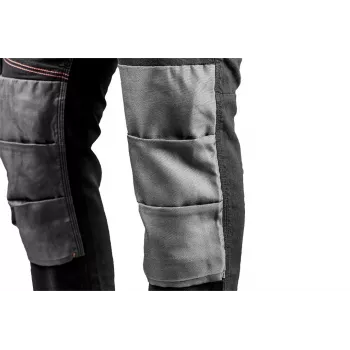 NEO TOOLS 81-248-XXL Spodnie robocze męskie z 10 kieszeniami i kieszeniami na nakolanniki, szary/czarny, 100% bawełna, 270 g/m²