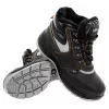 NEO TOOLS 82-022 S1P SRC Buty ochronne niskie z podnoskiem stalowym i wkładką antyprzebiciową, cholewka ze skóry zamszowej i siateczki, podeszwa dwugęstościowa PU, kolor czarny z szarymi i pomarańczowymi akcentami, rozmiar 42