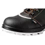 NEO TOOLS 82-022 S1P SRC Buty ochronne niskie z podnoskiem stalowym i wkładką antyprzebiciową, cholewka ze skóry zamszowej i siateczki, podeszwa dwugęstościowa PU, kolor czarny z szarymi i pomarańczowymi akcentami, rozmiar 42