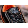 NEO Tools 82-103 S1P SRC Buty ochronne z podnoskiem stalowym, wkładką antyprzebiciową, cholewką ze skóry zamszowej i siateczki, podeszwą PU o podwójnej gęstości, oddychające, unisex, rozmiar 42, czarne z pomarańczowymi akcentami