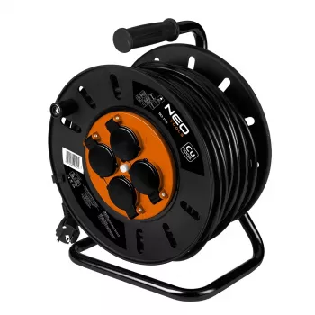 NEO TOOLS 90-175 Bęben kablowy 50 m 3 x 2,5 mm² 4 gniazda Schuko IP44 z zabezpieczeniem termicznym