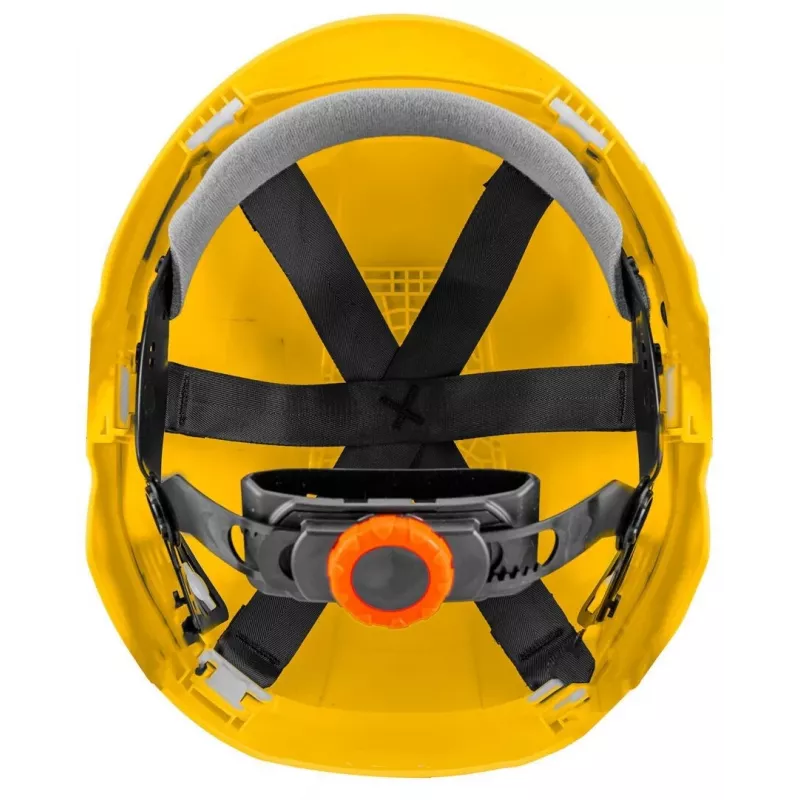 NEO TOOLS 97-210 Zintegrowany kask ochronny z siatkowym wizjerem i nausznikami, pomarańczowy